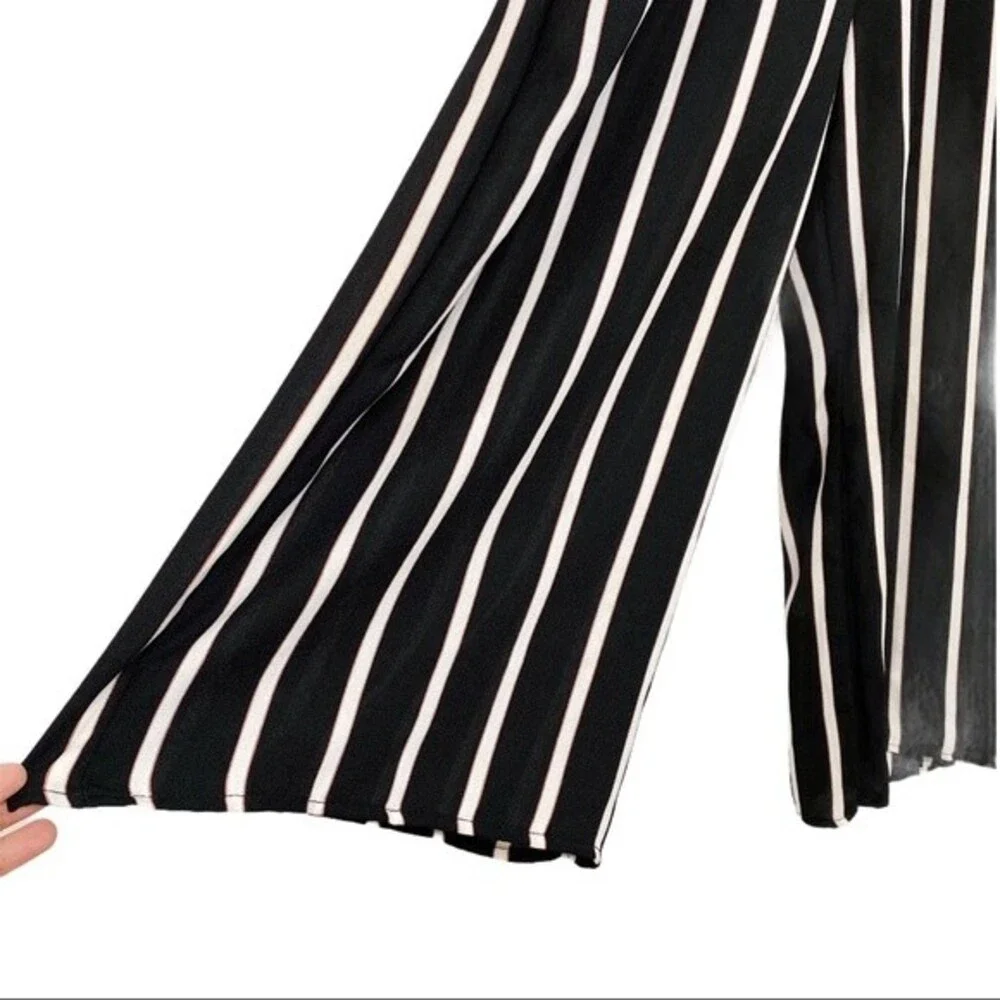 VINTAGE HAVANA Women's Small Jumpsuit Striped Wide Leg Tie Front Made in USA